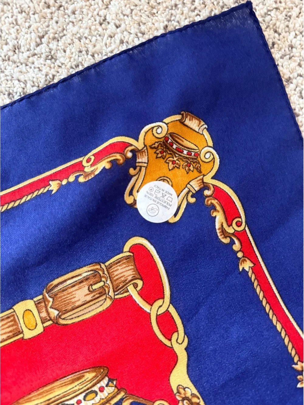 Vintage Style Royal Crest Pattern Silk Scarf